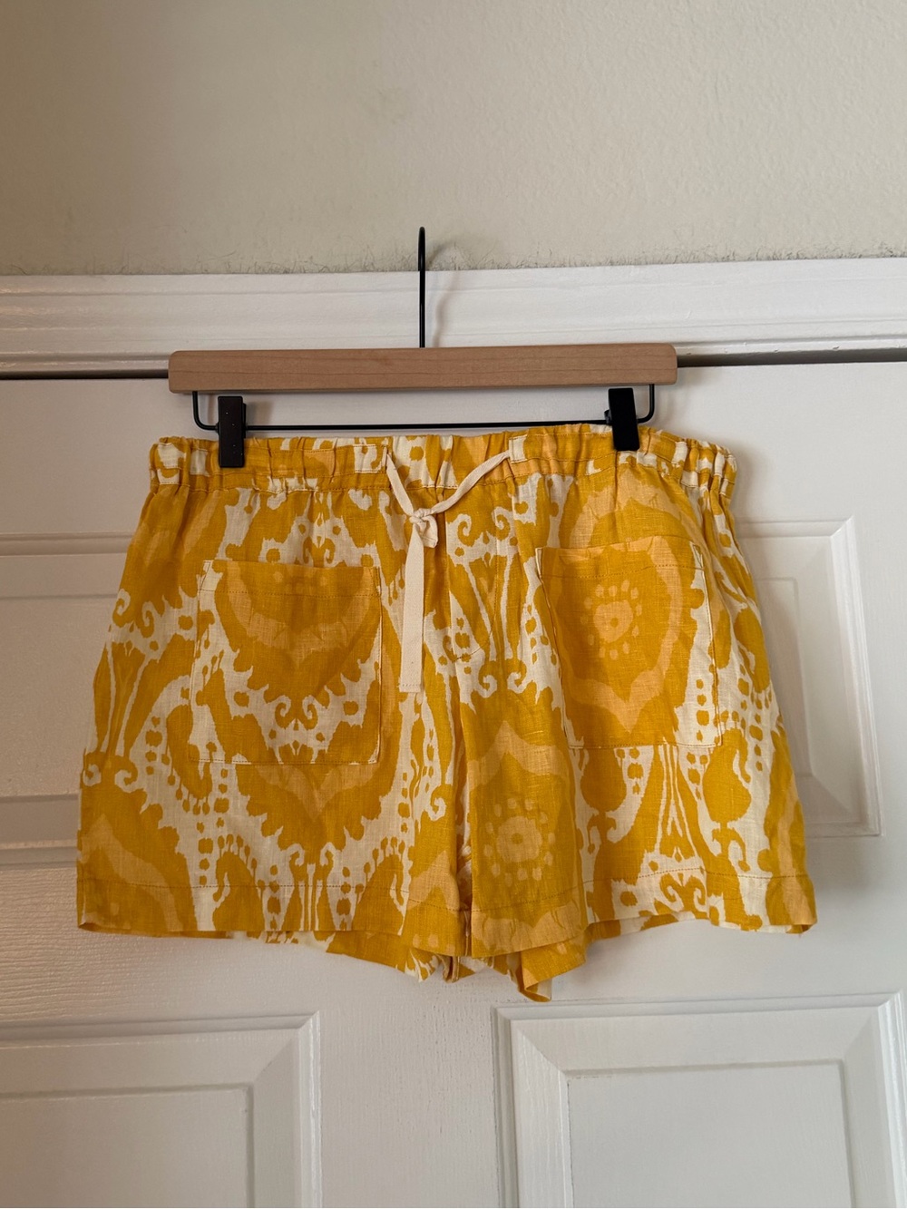 Ivy Jane Golden Yellow Ikat Linen Shorts